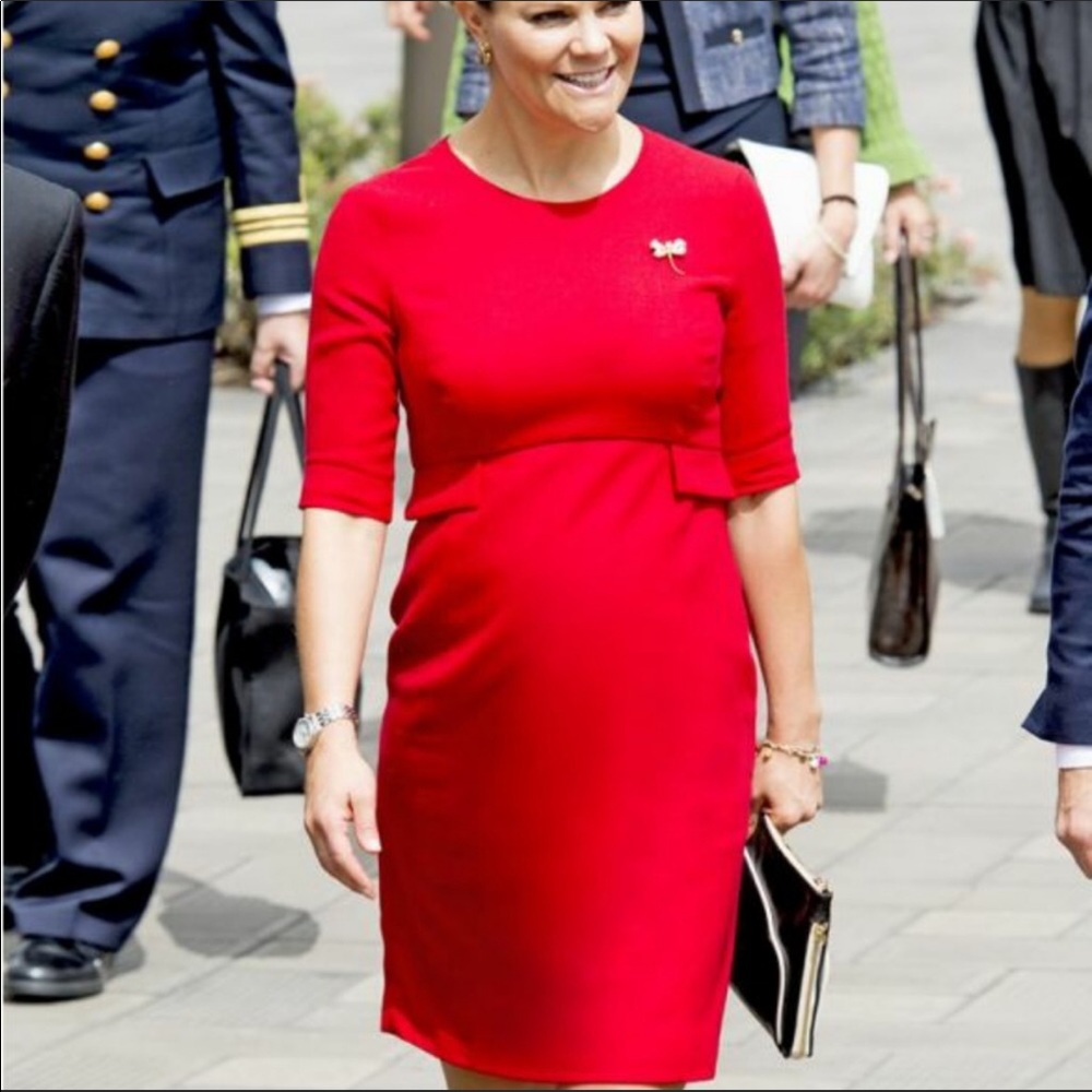 Seraphine Maternity Red Peplum Dress Size 10